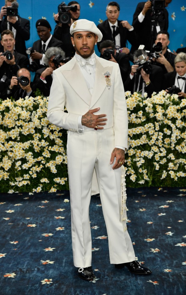 Lewis Hamilton attends The Metropolitan Museum of Art's Costume Institute benefit gala celebrating the opening of the "Superfine: Tailoring Black Style" exhibition on Monday, May 5, 2025, in New York. (Photo by Evan Agostini/Invision/AP)