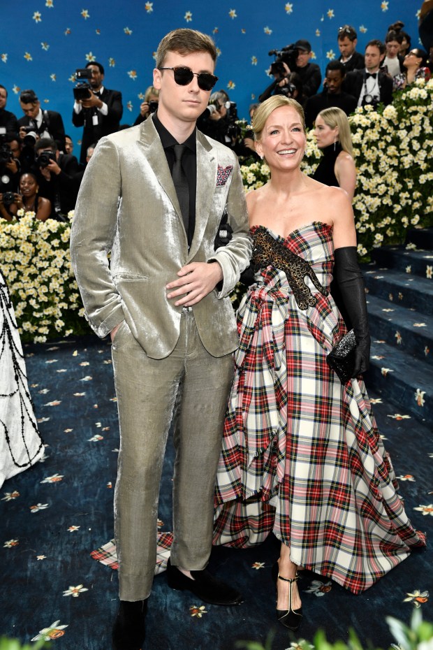 Nick Collier, left, and Susan Donoghue attend The Metropolitan Museum of Art's Costume Institute benefit gala celebrating the opening of the "Superfine: Tailoring Black Style" exhibition on Monday, May 5, 2025, in New York. (Photo by Evan Agostini/Invision/AP)