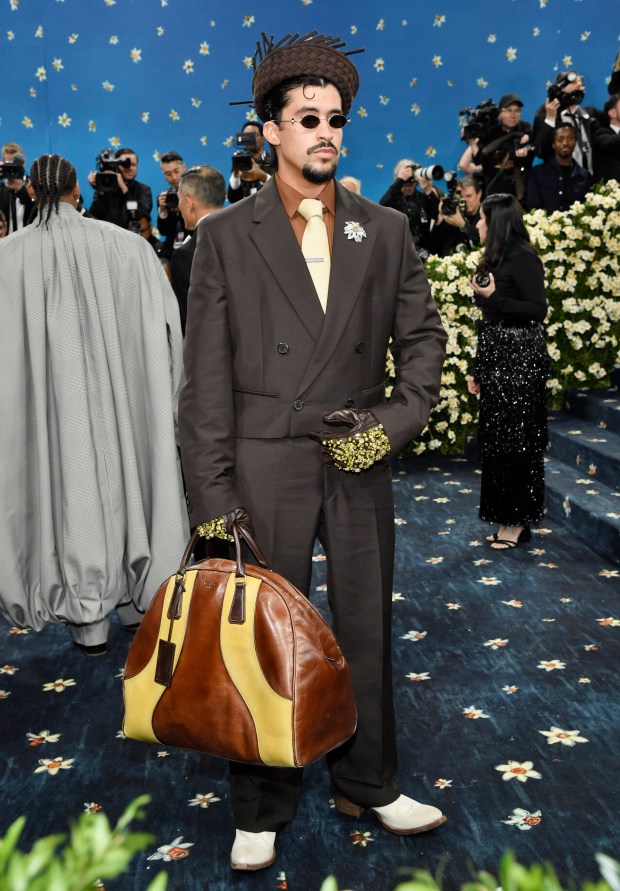Bad Bunny attends The Metropolitan Museum of Art's Costume Institute benefit gala celebrating the opening of the "Superfine: Tailoring Black Style" exhibition on Monday, May 5, 2025, in New York. (Photo by Evan Agostini/Invision/AP)