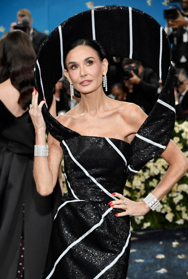 Demi Moore attends The Metropolitan Museum of Art's Costume Institute benefit gala celebrating the opening of the "Superfine: Tailoring Black Style" exhibition on Monday, May 5, 2025, in New York. (Photo by Evan Agostini/Invision/AP)