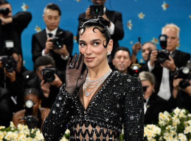 Dua Lipa attends The Metropolitan Museum of Art's Costume Institute benefit gala celebrating the opening of the "Superfine: Tailoring Black Style" exhibition on Monday, May 5, 2025, in New York. (Photo by Evan Agostini/Invision/AP)