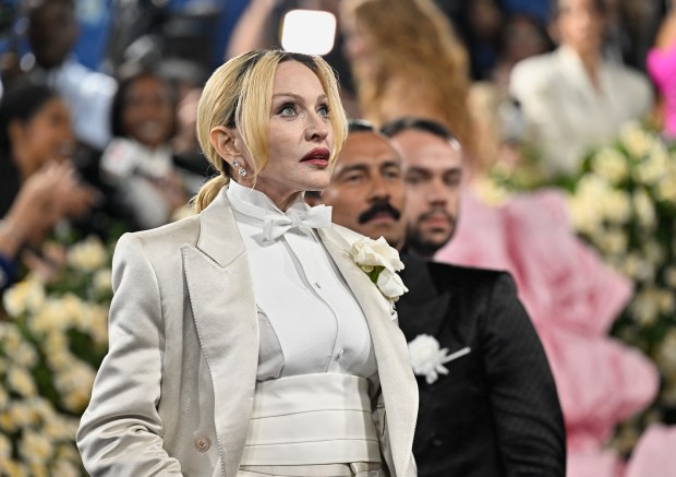 Madonna attends The Metropolitan Museum of Art's Costume Institute benefit gala celebrating the opening of the "Superfine: Tailoring Black Style" exhibition on Monday, May 5, 2025, in New York. (Photo by Evan Agostini/Invision/AP)