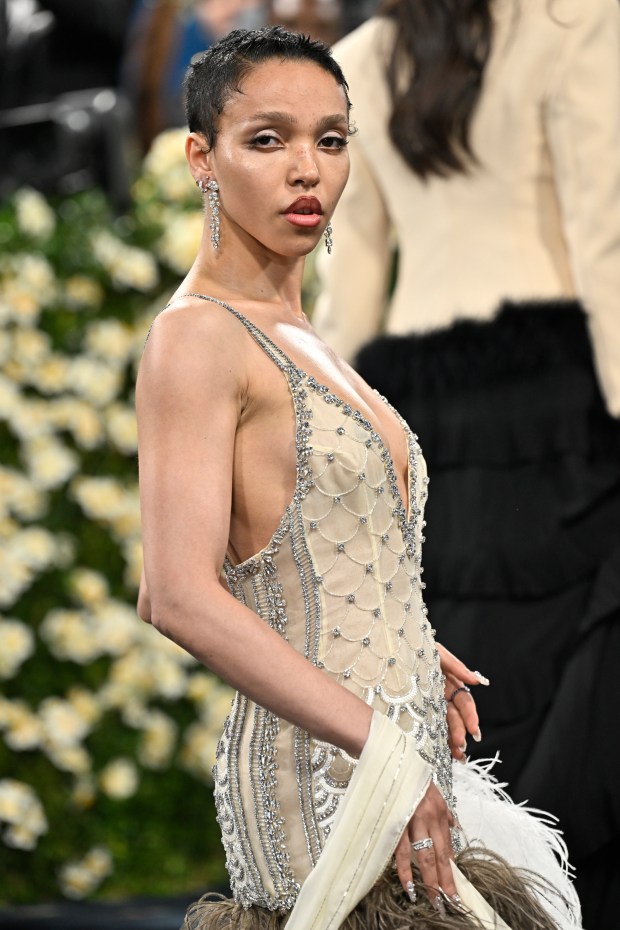 FKA Twigs attends The Metropolitan Museum of Art's Costume Institute benefit gala celebrating the opening of the "Superfine: Tailoring Black Style" exhibition on Monday, May 5, 2025, in New York. (Photo by Evan Agostini/Invision/AP)