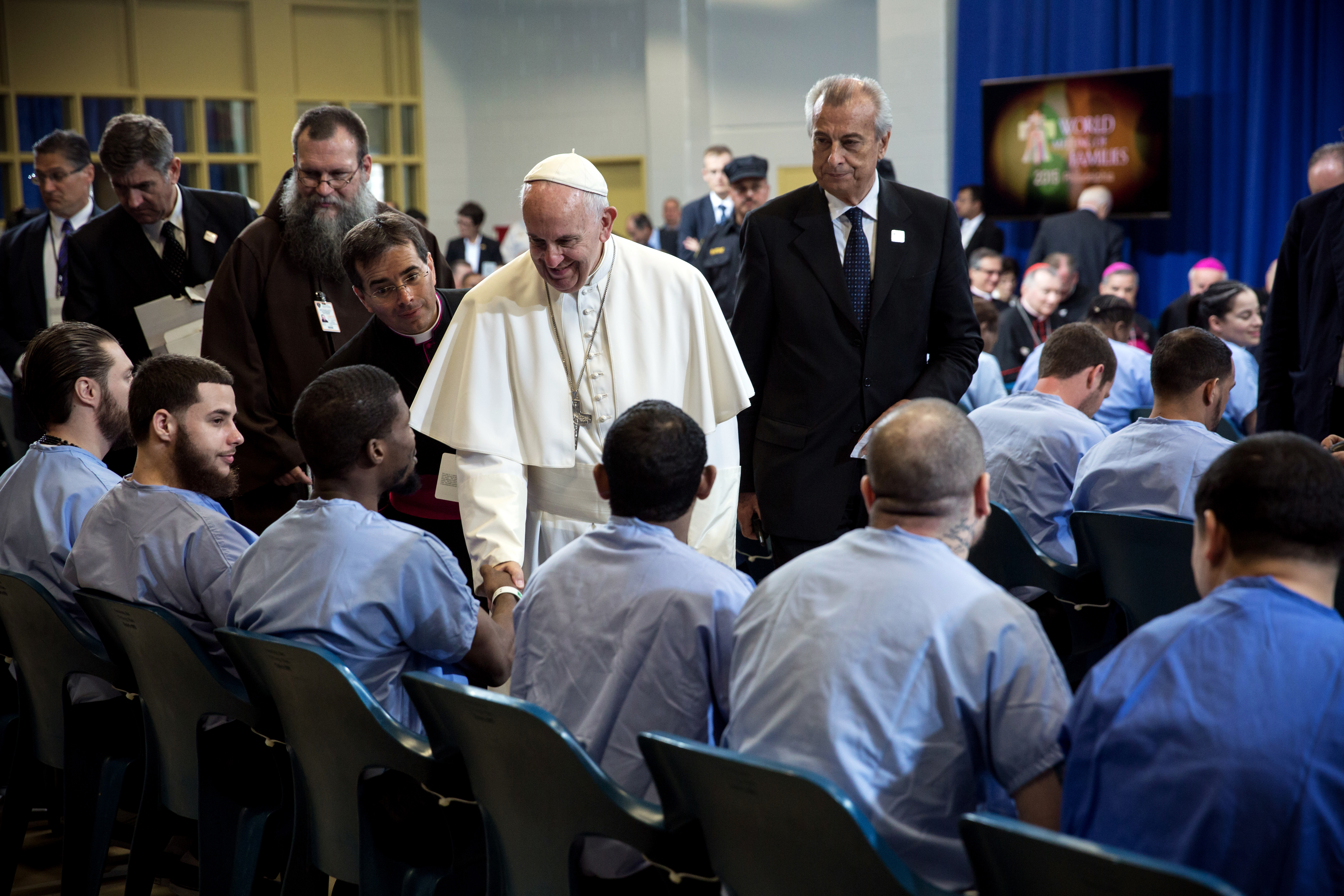 Pope Francis visits with inmates at the Curran-Fromhold Correctional Facility in Philadelphia on Sept. 27, 2015. Francis' transformative vision for the American church made it more open, but also energized conservative resistance that further divided it. (Todd Heisler/The New York Times)