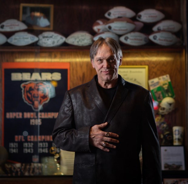 Steve "Mongo" McMichael at his Mongo McMichaels restaurant in Romeoville on April 25, 2019. (Zbigniew Bzdak/Chicago Tribune)
